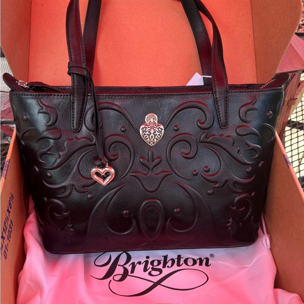 Brighton Lucia Black Embossed Shoulder Bag